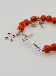 Bracelet avec Croix & Médaille Sacré Coeur