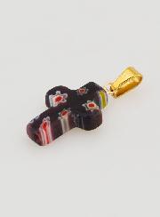 Pendentif Croix en Verre Artisanal - Noir