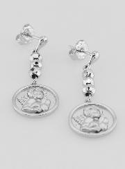 Boucles d'Oreilles Ange-Gardien en Laiton Rhodié
