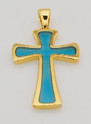 Pendentif Croix 4cm - Turquoise
