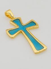 Pendentif Croix 4cm - Turquoise