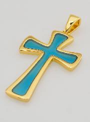 Pendentif Croix 4cm - Turquoise