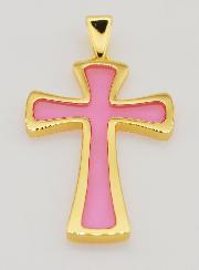 Pendentif Croix 4cm - Rose