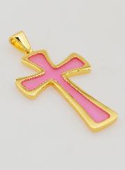 Pendentif Croix 4cm - Rose