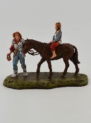 Santon Montagnard et Enfant à Cheval - Hauteur 6 cm