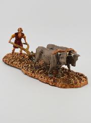Santon Paysan et sa Charrue - Hauteur 6 cm