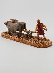 Santon Paysan et sa Charrue - Hauteur 6 cm