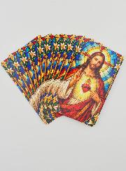 Lot de 10 Cartes de Prière Vitrail - Sacré Coeur
