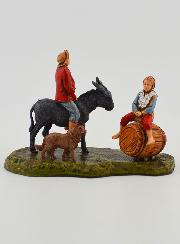 Santon Homme à dos d'âne & Enfant - 6cm