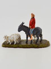Santon Berger à dos d'âne & Moutons - 6cm