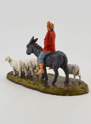 Santon Berger à dos d'âne & Moutons - 6cm