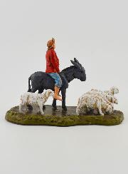 Santon Berger à dos d'âne & Moutons - 6cm