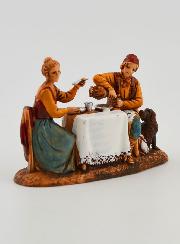 Santon Couple Attablé - 6 cm