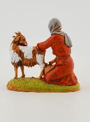 Santon Fermière Trayant sa Chèvre - 6 cm