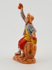 Santon Buveur de vin sur son Fût - 6 cm