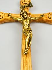 Grande Croix de Saint Benoît en Olivier - 48cm