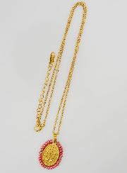 Médaille Miraculeuse + Chaîne - Perles Rose Nacré