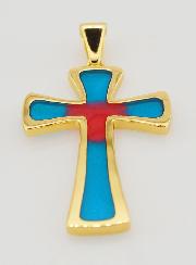 Pendentif Croix 4cm - Bleu et Rouge