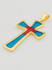 Pendentif Croix 4cm - Bleu et Rouge