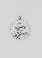 Médaille Ange Gardien & Colombe en Argent - 12mm