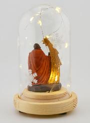 Nativité Lumineuse Sous Cloche - 14cm