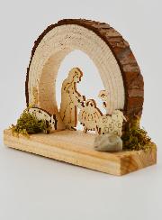 Nativité en Bois Naturel - Arrondie