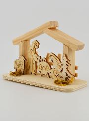 Nativité en Bois Naturel - 10cm