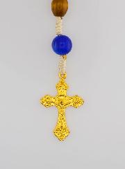 Chapelet Ex Voto Perles Bois Ovale - Bleu