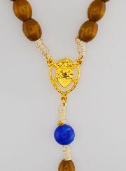 Chapelet Ex Voto Perles Bois Ovale - Bleu