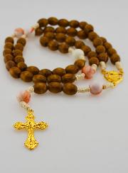 Chapelet Ex Voto Perles Bois Ovale - Orange