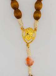 Chapelet Ex Voto Perles Bois Ovale - Orange