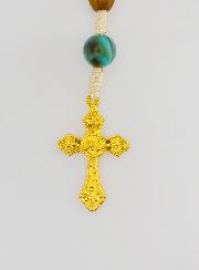 Chapelet Ex Voto Perles Bois Ovale - Turquoise
