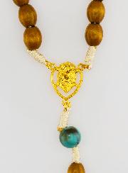 Chapelet Ex Voto Perles Bois Ovale - Turquoise