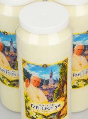 Lot de 3 Bougies de Neuvaine Pape Léon XIV à Lourdes