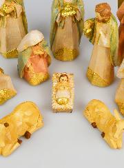 Crèche de Noël 11 Santons Effet Bois - 14cm