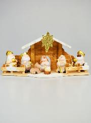 Crèche de Noël 7 Santons - Grès et Bois