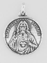 Médaille Sacré Coeur en Argent 925 Plaqué - 18mm