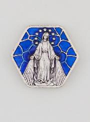 Plaque Octogonale Vierge Miraculeuse - 3cm