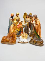 Crèche de Noël 11 Santons Finition Dorée - 20cm