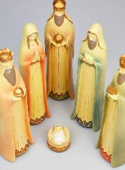 Crèche de Noël 6 Santons Effet Bois - 24cm