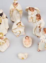 Crèche de Noël 11 Santons Blanc & Or - 8,5cm