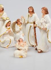 Crèche de Noël 11 Santons Blanc & Or - 8,5cm