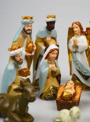 Crèche de Noël 11 Santons Bleu et Or - 12cm