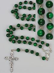 Chapelet en Pierre de Malachite & Argent Massif