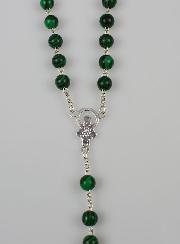 Chapelet en Pierre de Malachite & Argent Massif