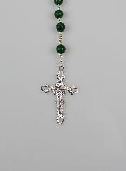 Chapelet en Pierre de Malachite & Argent Massif