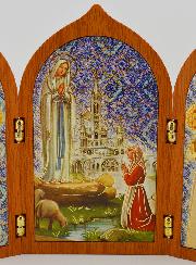 Icône Triptyque de Lourdes en Bois