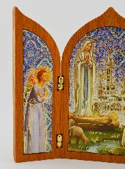 Icône Triptyque de Lourdes en Bois
