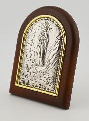 Icône Notre Dame de Lourdes en Bois et Argent