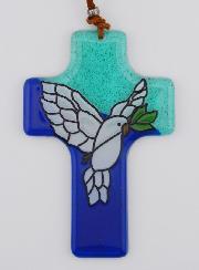 Croix en Verre Colombe de la Paix